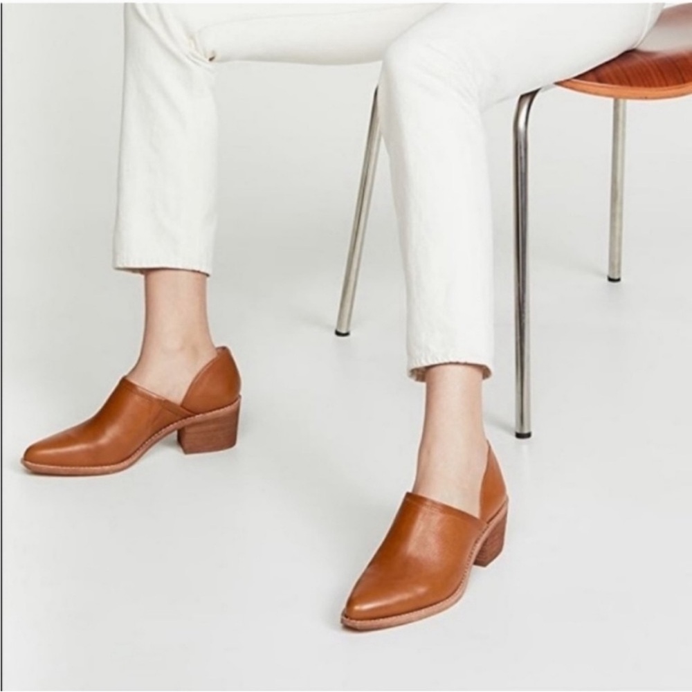 MADEWELL THE BRADY LOW-CUT BOOTIE CHESTNUT BROWN BLOCK STACKED HEEL BOOTIES